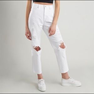 garage white ripped capri jeans